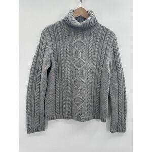 VTG Paul James Medium Wool Sweater Turtleneck England Cable Chunky Fisherman